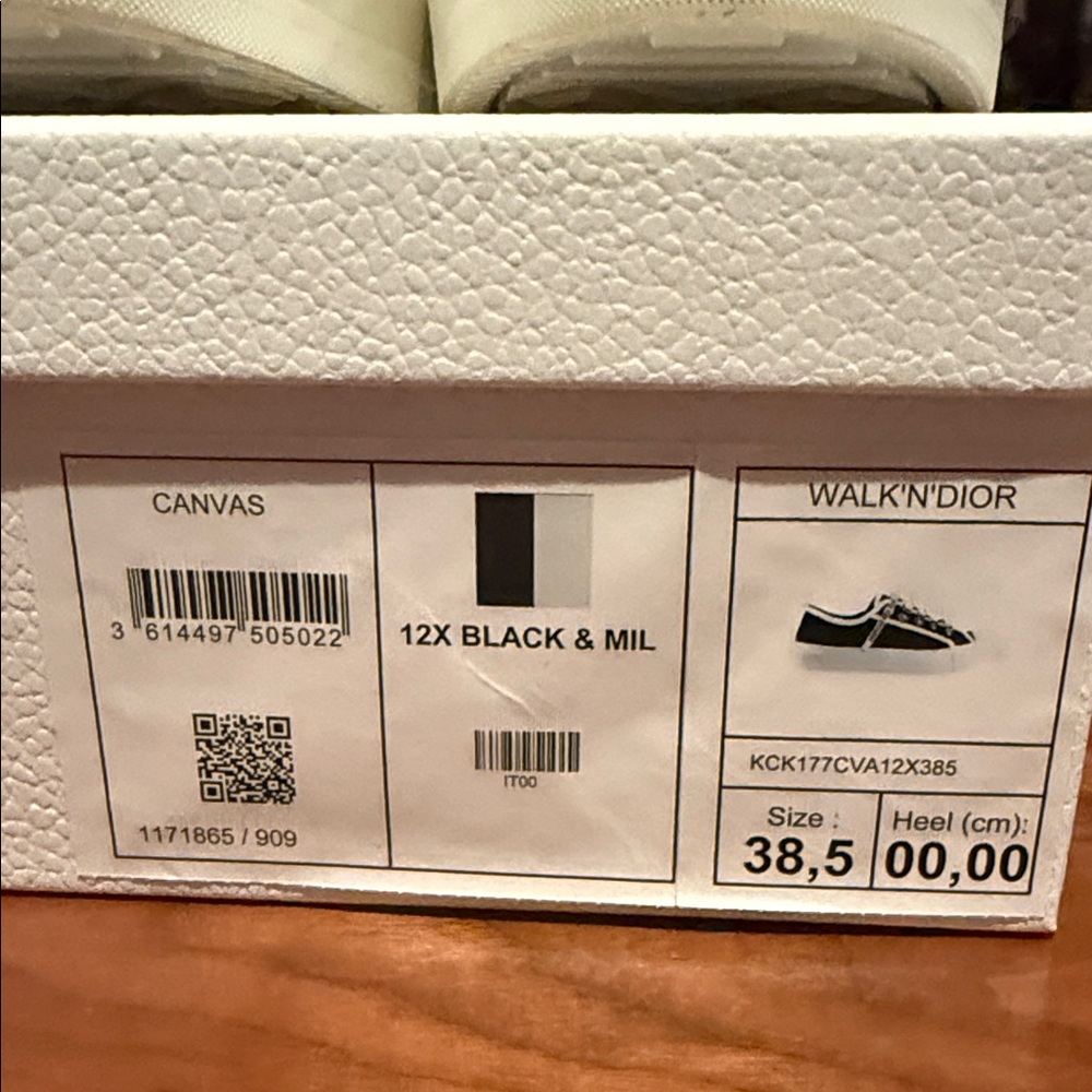 Dior Black and White Canvas Sneakers Walk'n'Dior New in Box 38.5 - Picture 9 of 14